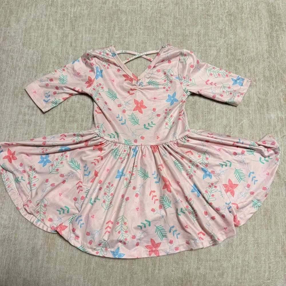 Dot Dot‎ Smile Pink Floral Twirl Dress Girls 12-24M Long Sleeve Boutique